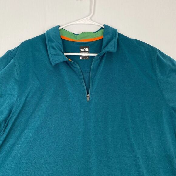 The North Face Men’s XL Green Polo Shirt 1/4 Zip Short Sleeve FLASHDRY Polyester - Picture 6 of 12